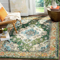 SAFAVIEH Monaco Collection Accent Rug - 2' x 3', Forest Green & Light Blue, Boho Medallion Distressed Design, Non-Shedding & Easy Care, Ideal for High Traffic Areas in Living Room, Bedroom (MNC243F-2)