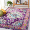 SAFAVIEH Monaco Collection Accent Rug - 4' x 5'7", Violet & Light Blue, Medallion Distressed Design, Non-Shedding & Easy Care, Ideal for High Traffic Areas in Entryway, Living Room, Bedroom (MNC243L)