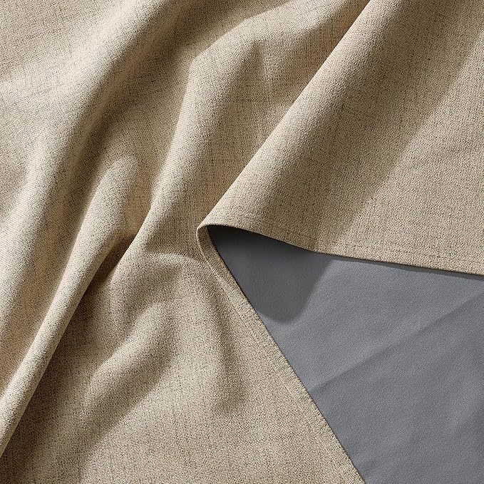 RYB HOME Linen Textured 100% Blackout Curtains - Image 7