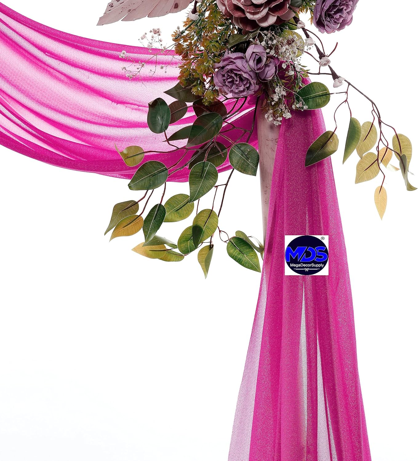 MDS Halloween Chiffon Draping Fabric - 2 Panel, 30" Wide x 20ft Long - Sheer Spooky Arbor & Canopy Drapery for Haunted House Backdrops, Party Ceilings, DIY Costumes & Themed Events - Magenta