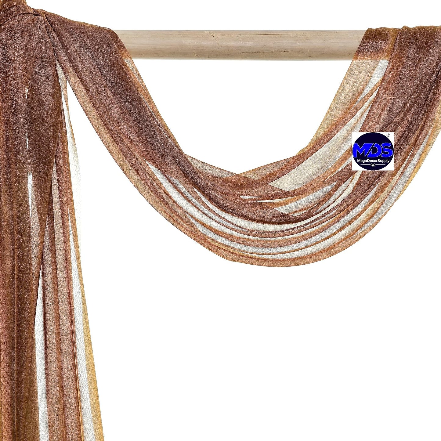 MDS Halloween Chiffon Draping Fabric - 2 Panel, 30" Wide x 40ft Long - Sheer Spooky Arbor & Canopy Drapery for Haunted House Backdrops, Party Ceilings, DIY Costumes & Themed Events - Mocha