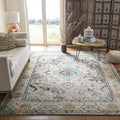 SAFAVIEH Monaco Collection Area Rug - 8' x 10', Grey & Light Blue, Boho Chic Medallion Distressed Design, Non-Shedding & Easy Care, Ideal for High Traffic Areas in Living Room, Bedroom (MNC243G)
