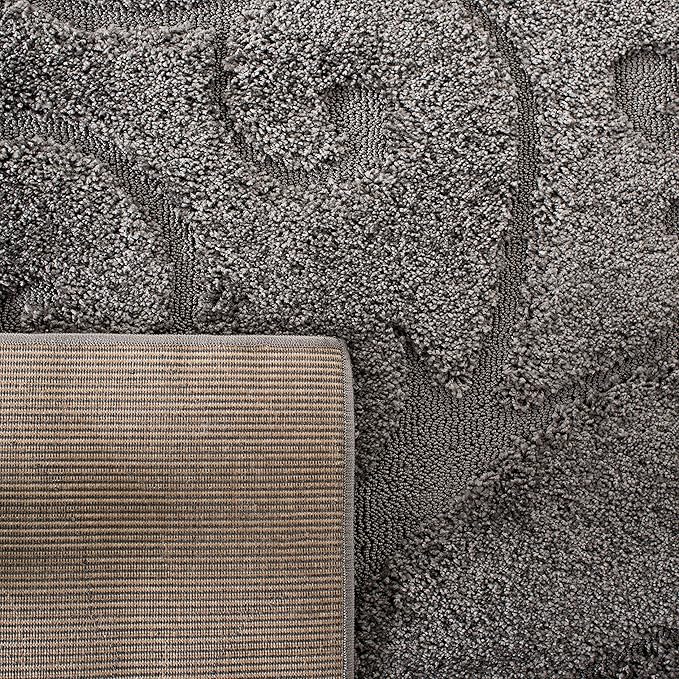 SAFAVIEH Florida Shag Collection Runner Rug - 2'3" x 19', Grey, Scroll Design, Non-Shedding & Easy Care, 1.2-inch Thick Ideal for High Traffic Areas in Living Room, Bedroom (SG455-8013)